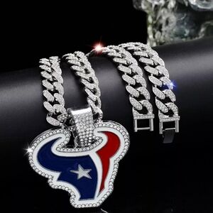 Houston Texans football team Iced chain necklace 20" Or 24" gold or silver